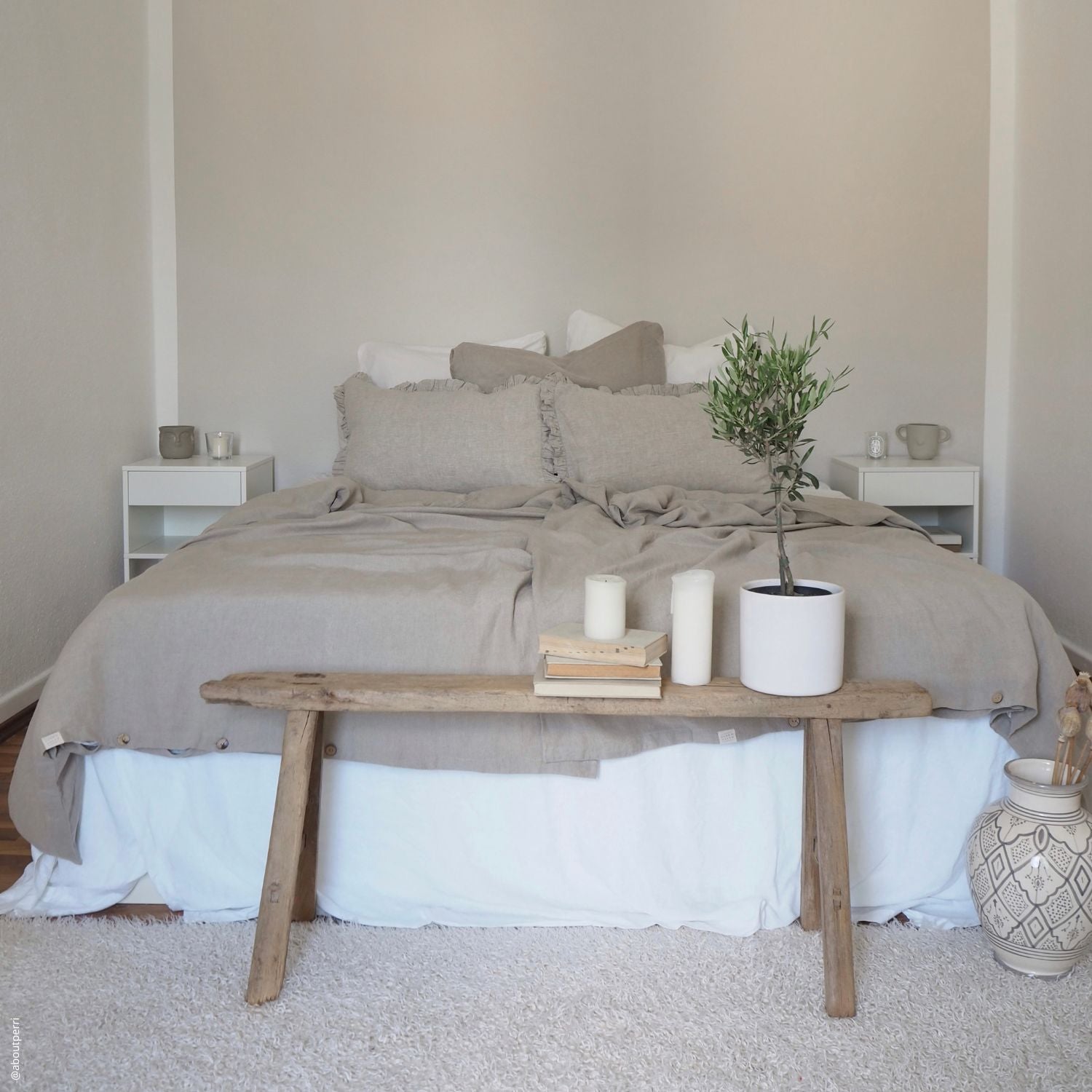 Consuegra Breeze Leinen-Kissenbezug – Romantischer Kissenbezug mit Rüschenbesatz