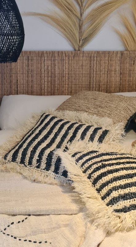 Frigiliana Kissenbezug - Handgefertigter gestreifter Textil