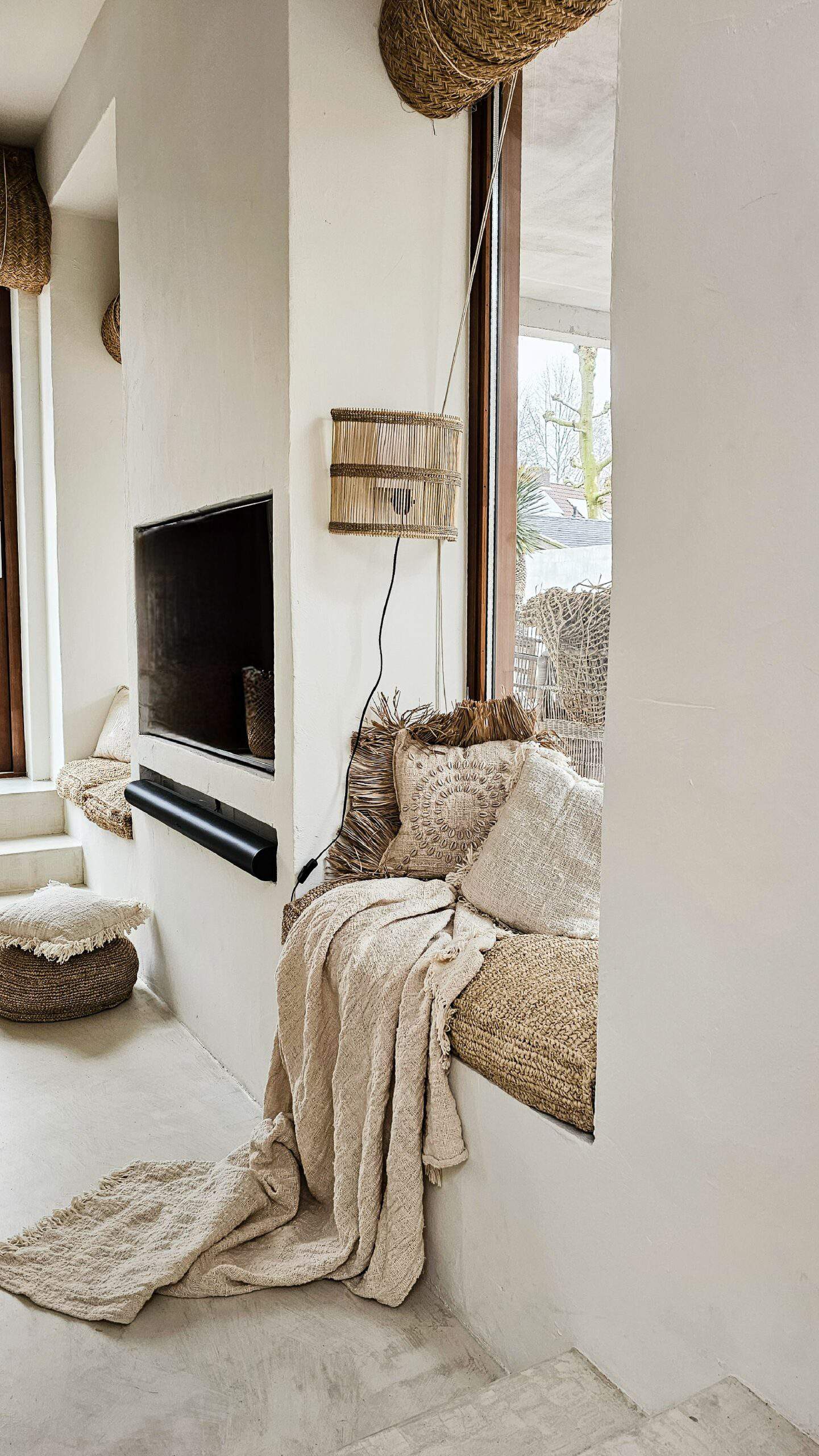 Albacete Bohemian Wandlampe - Breite Rattan Wandlampe