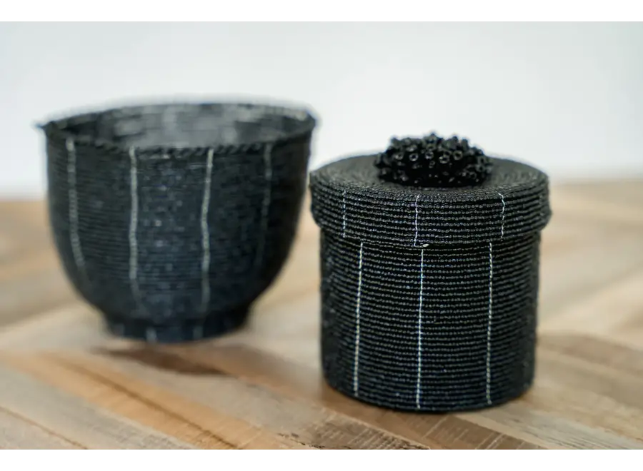 Santillana Schmuckkorb - Handgefertigter Perlenkorb mit Deckel