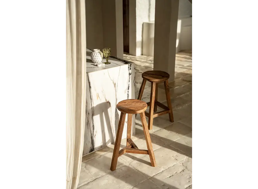 Don Benito Rustikaler Hocker - Hocker aus Teakholz