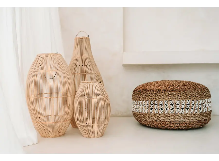 Albufera-Seegras-Pouf – handgefertigter Ottoman mit Motiv