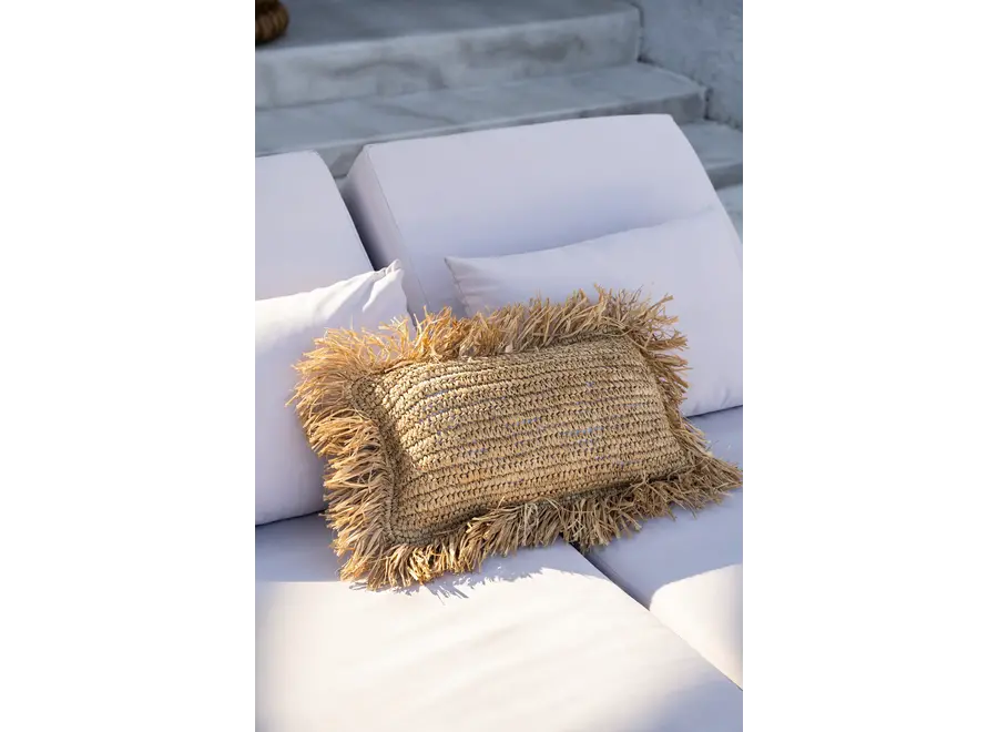 Aus Calpe gefertigtes Raffia-Kissen - Bohemian Home Accent
