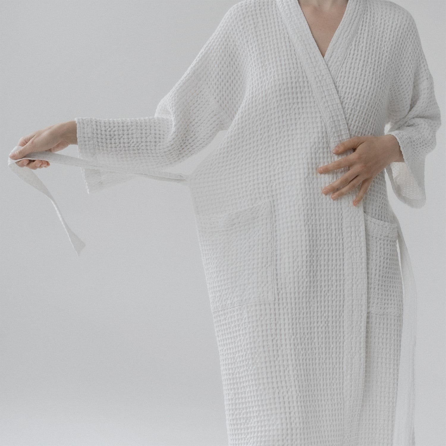 Alzira Cloud Embrace Bademantel – Spa-Bademantel aus Leinen-Baumwolle mit Waffelmuster