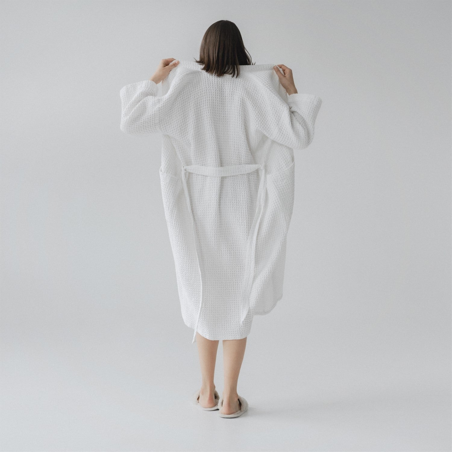 Alzira Cloud Embrace Bademantel – Spa-Bademantel aus Leinen-Baumwolle mit Waffelmuster