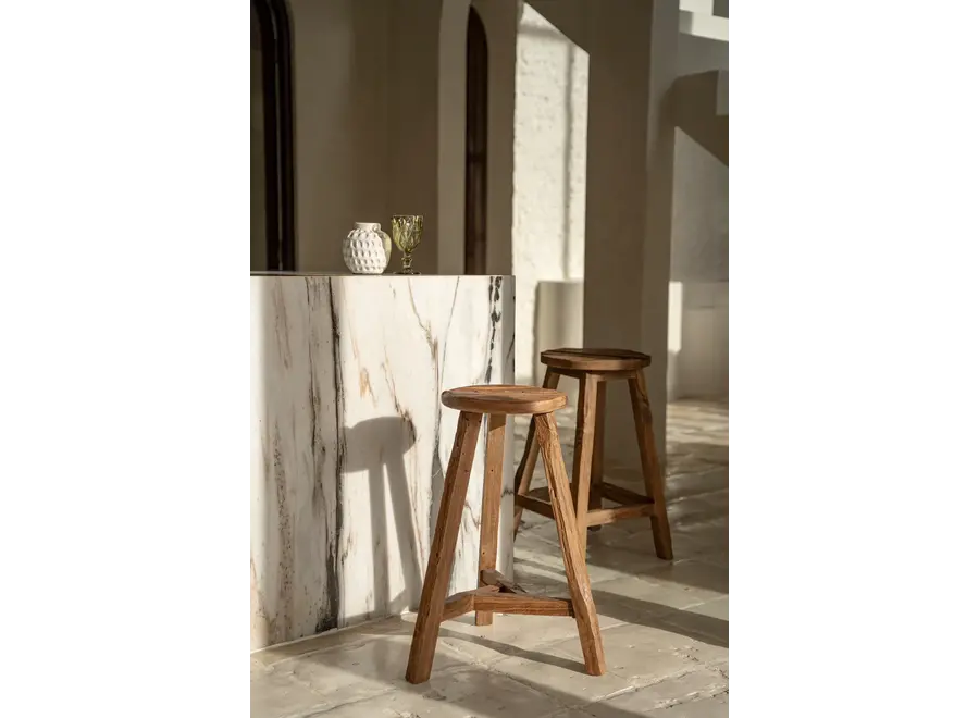 Don Benito Rustikaler Hocker - Hocker aus Teakholz