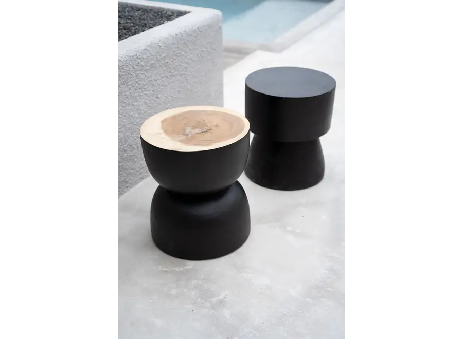 Albarracín-Hocker in Anthrazit - Hocker aus Suar-Holz