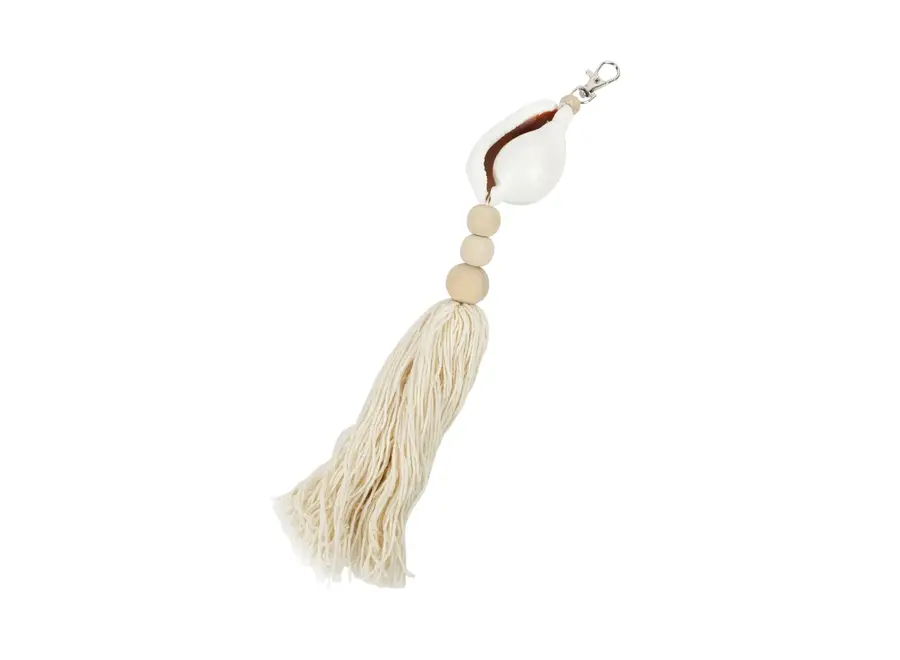 Cabo de Gata Boho Charm Schlüsselanhänger - Muschel &amp; Holzperlen Schlüsselanhänger