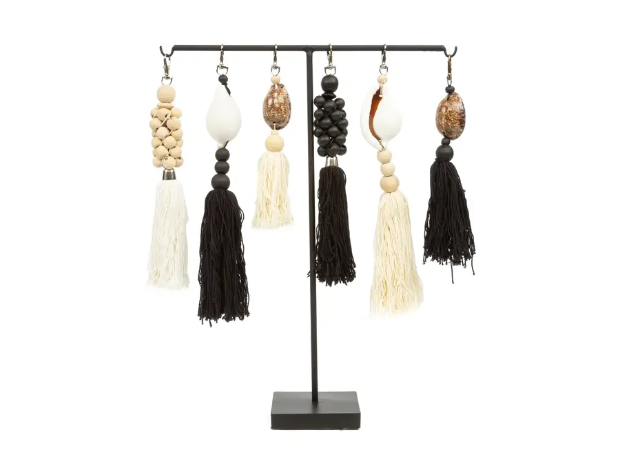Calpe Boho Elegance Schlüsselanhänger - Accessoire mit Quaste aus Holzperlen