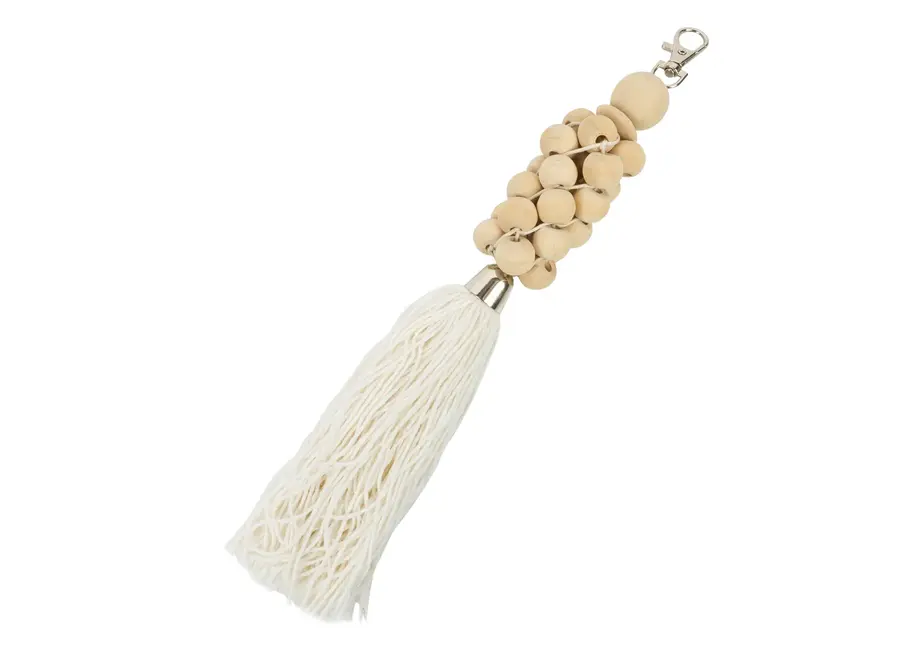 Calpe Boho Elegance Schlüsselanhänger - Accessoire mit Quaste aus Holzperlen